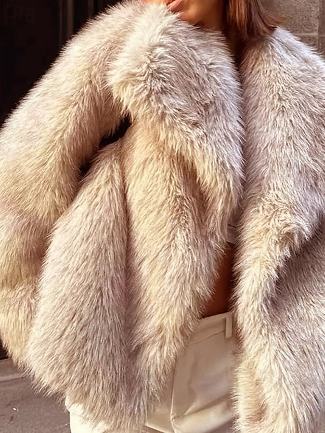 Furs Leathers Warm Faux Fur Coat Women's Comfortable