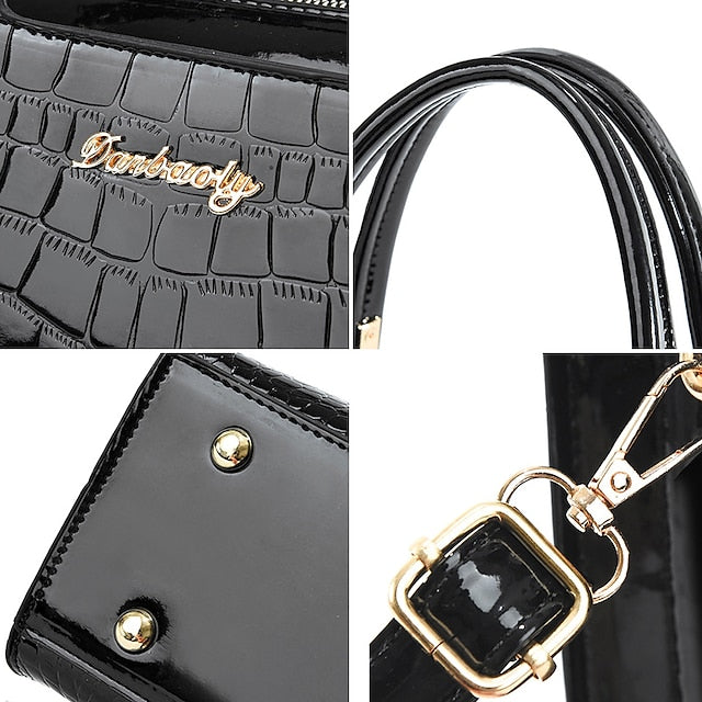 Leather | Handbag Crocodile Elegant Women's Pattern Black
