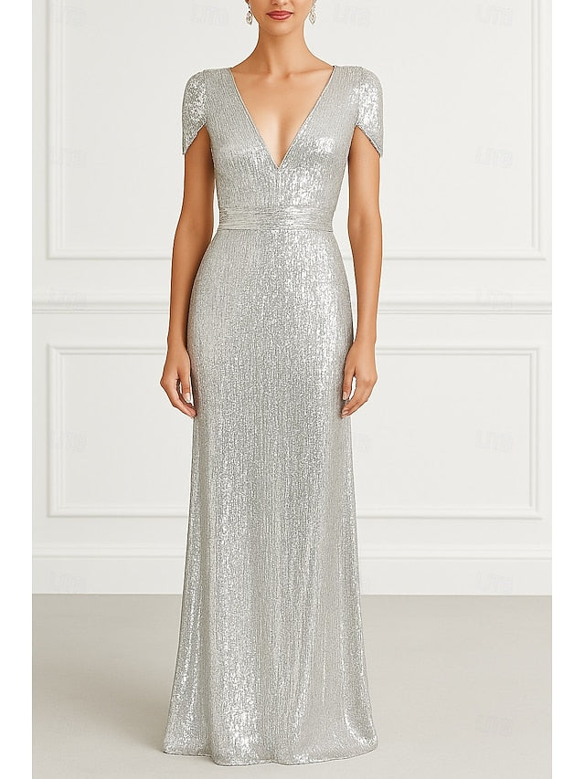 Column Elegant Black Wedding Formal Gold Evening Dress Gown