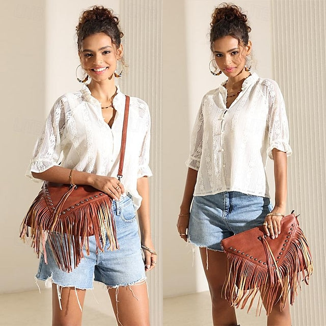 with Women's Style Crossbody Leather Fringe Bag Bohemian