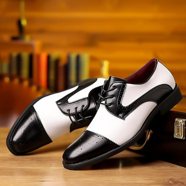 Men's with Black Color-Blocked Shoes White and