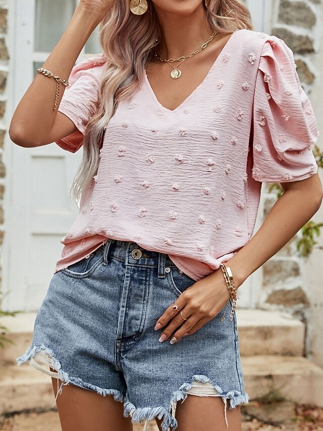 Women's T Shirt Plain Fashion Modern Casual Short Sleeve