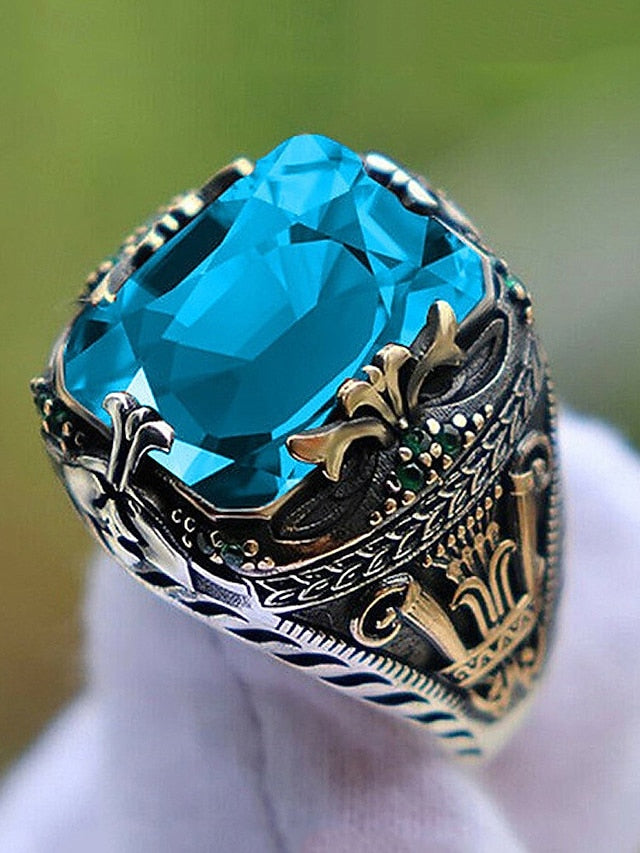 Alloy Gemstone Men's Ring