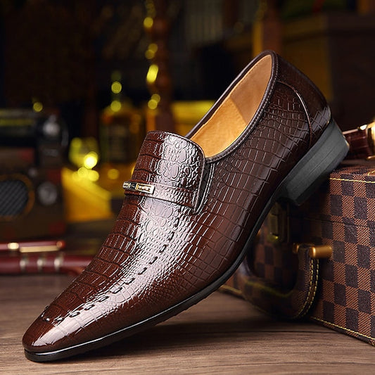Loafers Crocodile Faux - Men's Brown Leather Pattern