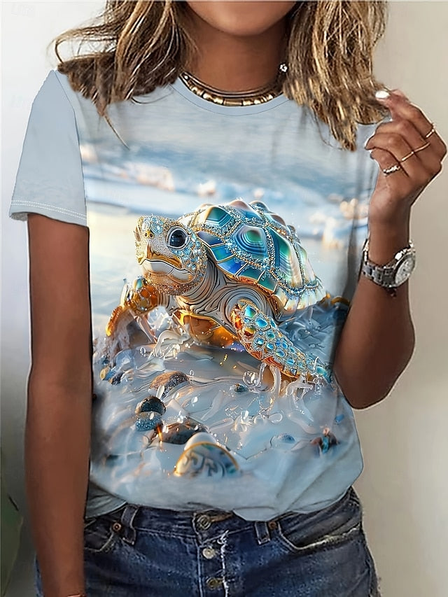 Women's T Shirt Print Floral Graphic Animal Vintage Stylish