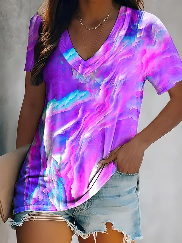 Women's T Shirt Summer Tops Tie Dye Casual Sleeveless Short