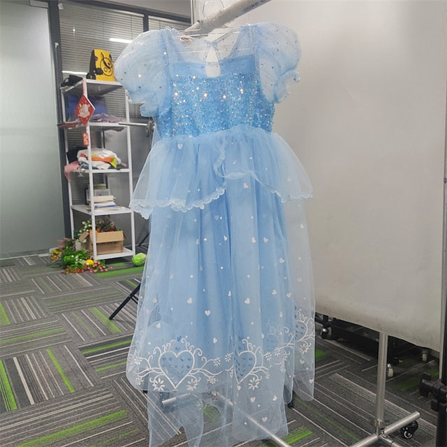 Flower Cosplay Dress Girl Princess Cloak Frozen Elsa