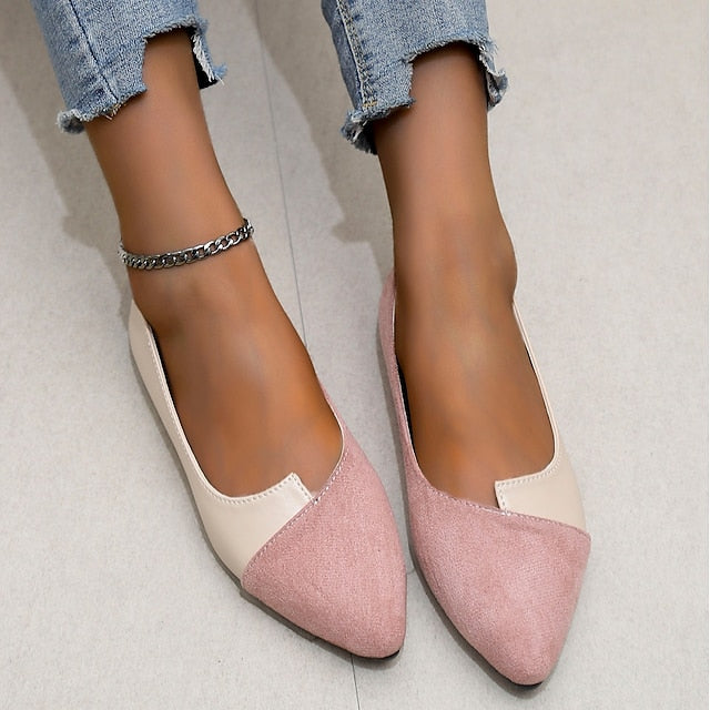 Two-Tone Pointed Women's Toe Elegant – Slip-On Flats
