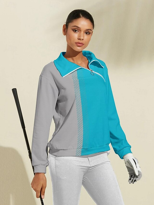 Women's Golf Pullover Sweatshirt Black Blue Rose Red Long