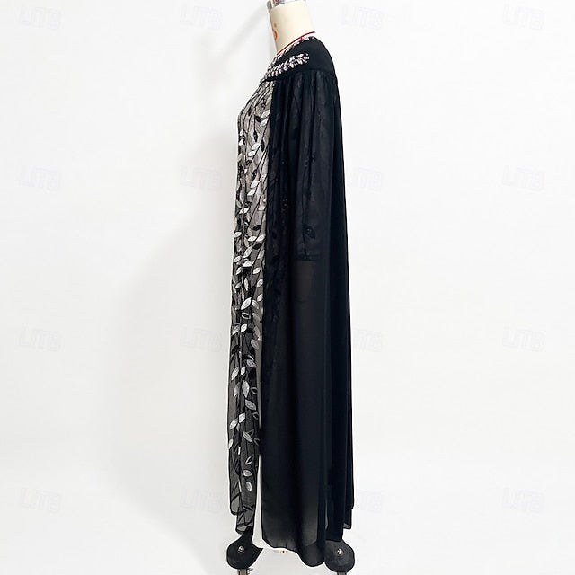 A-Line Crew Neck Cape of the Elegant Mother Bride Dress