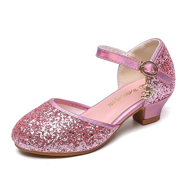 Glitters Little Rubber Shoes PU Heels Girls' Princess Party