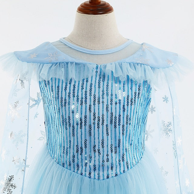 Elsa Theme Girl Princess Party Flower Fairytale Dress Frozen