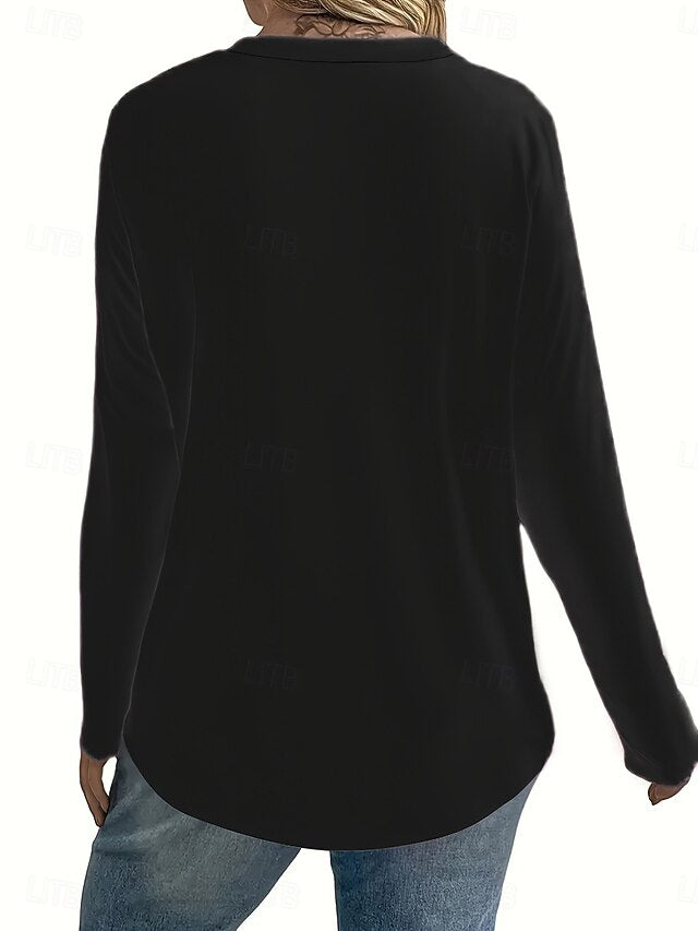 Women's T shirt Long Sleeve Graphic Animal Cat Vintage