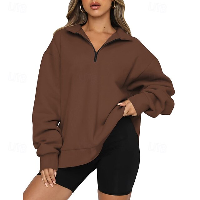 Women's Track Top Pullover Quarter Zip Long Sleeve Top