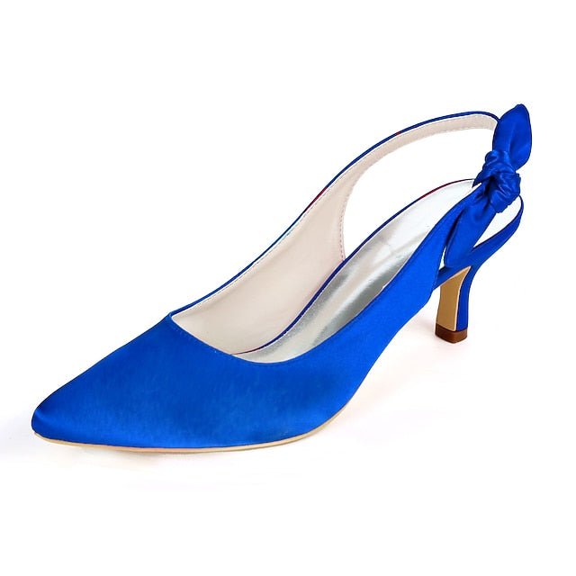 White Toe - Pointed Bow Tie for with Women Heels Slingback