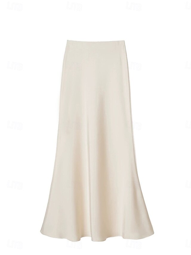 Women's Satin Skirts Elegant Vintage Fashion Casual Maxi