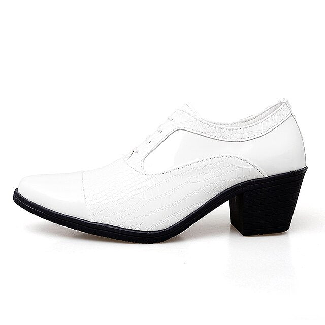 Crocodile Leather Oxford Faux Men's Black Patent Pattern