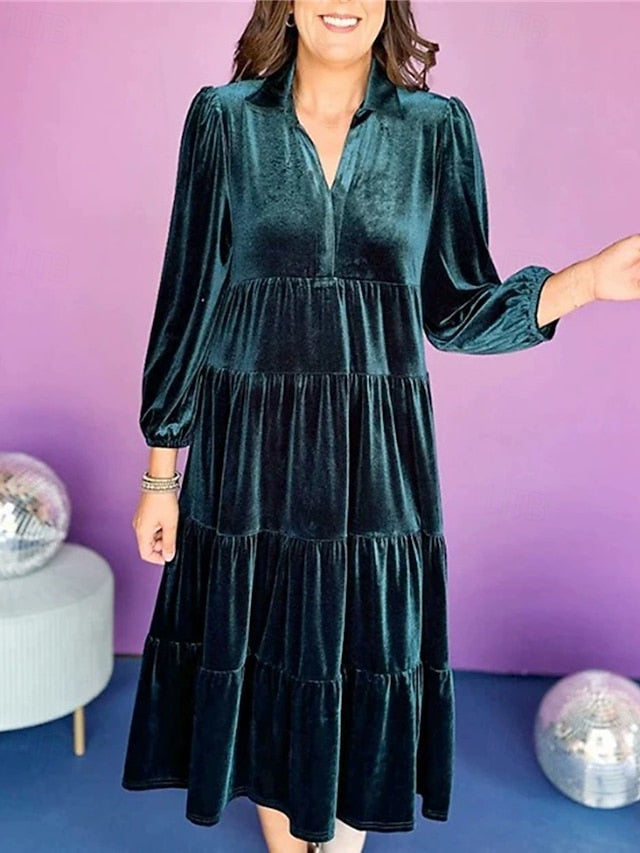 Women's Midi Dress Christmas Dress Velvet Dress Cocktail