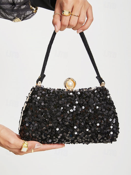 Accent Evening Women's – Clutch Pearl Black with Sequin