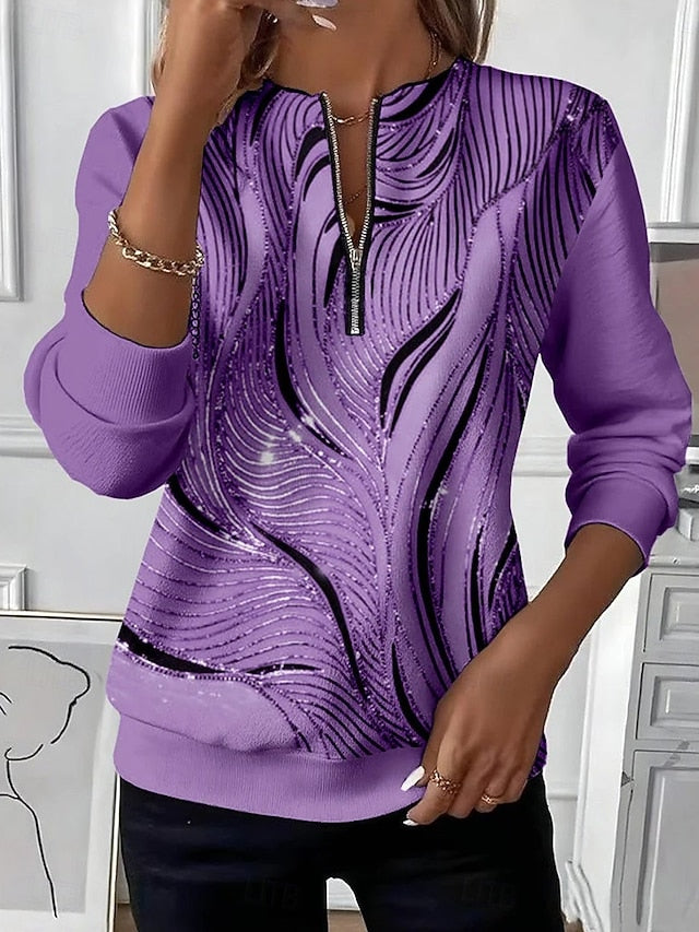 Women's Zip Up Sweatshirts Graphic Abstract Fashion Casual