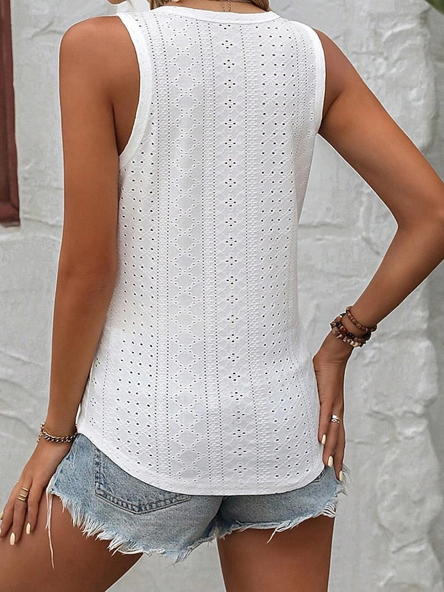 Women's Blouse Eyelet top Lace Tops Plain Daily Stylish