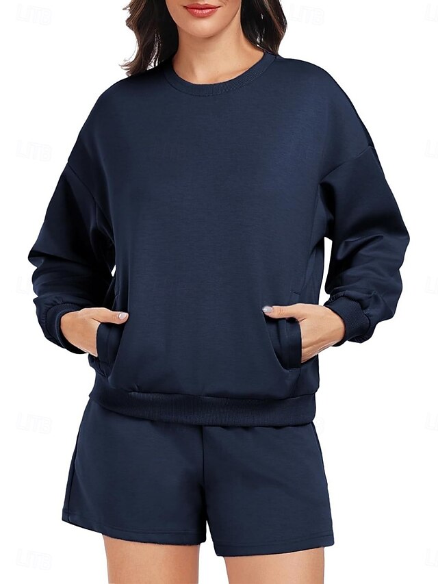 Women's Two Piece Sets Tracksuit Shorts Sets Long Sleeve