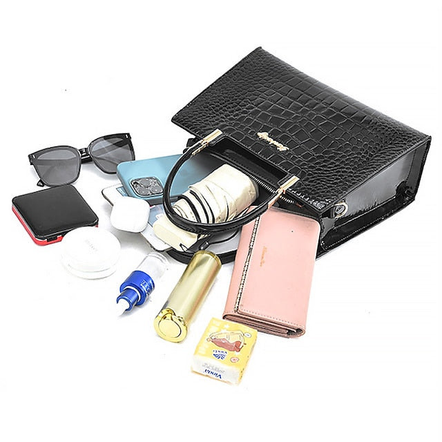 Leather | Handbag Crocodile Elegant Women's Pattern Black