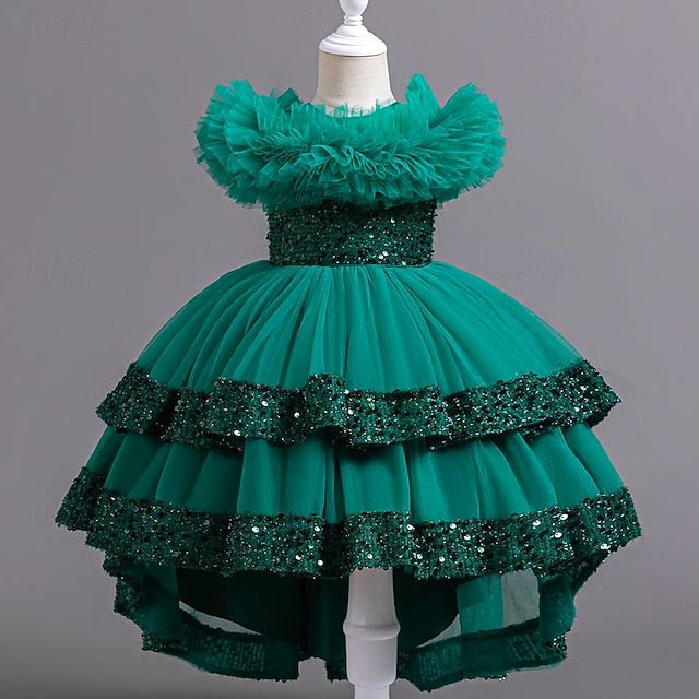 Girl Party Dress Sleeveless Flower Sequin Kids Girls'