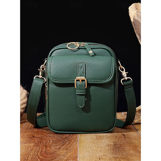 Faux Front Vintage Bag Women's Crossbody with Leather Brown