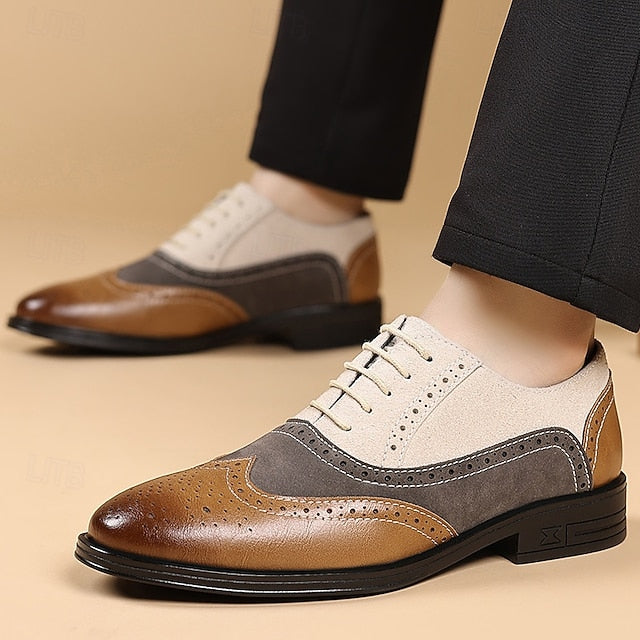 and Classic Shoes Brogue Oxford Brown Gray Men's