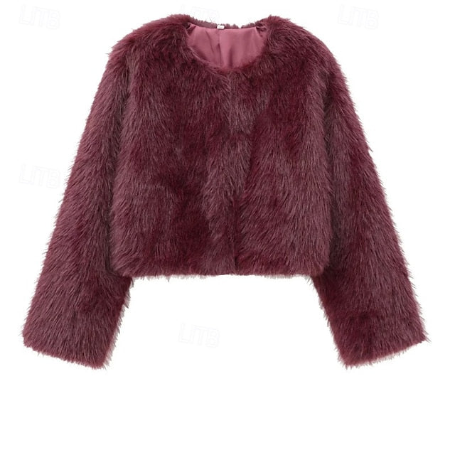 Fur Warm Coat Faux Women's Comfortable Leathers Furs