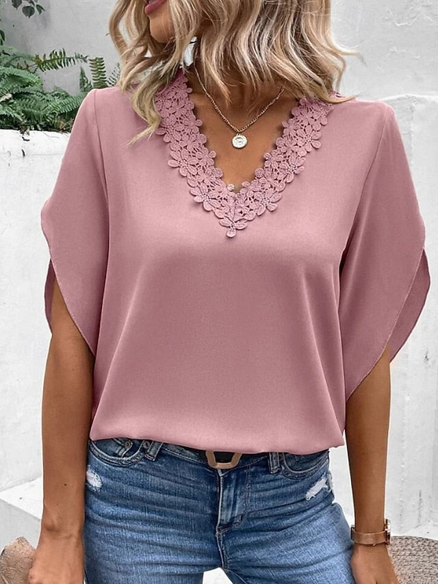 Women's Blouse Print Plain Active Casual 3/4 Length Sleeve