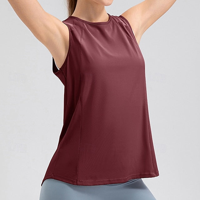 Women's Solid Colored Tank Top Workout Tops Elastic