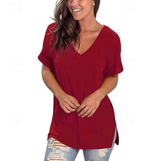 Women's T Shirt Tee Top Solid Color Graphic Plain Fashion