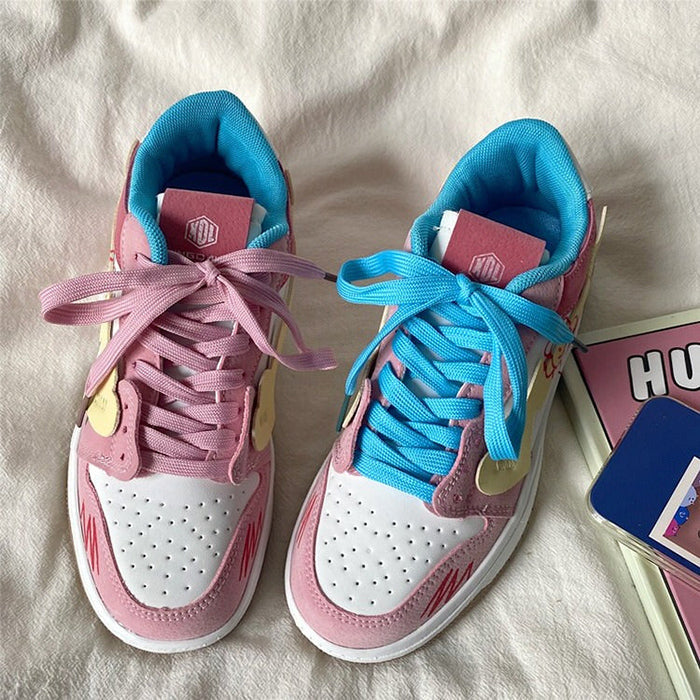 Pink Flower Graffiti Sneakers