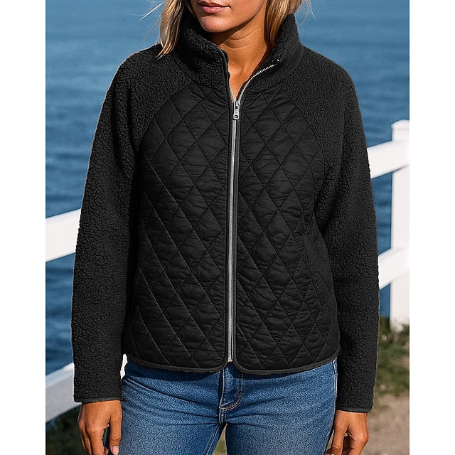 Women's Fleece Jacket Winter Coat Puffer Jacket Zip Up Long