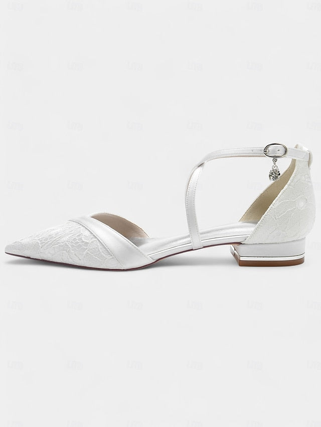 Cross-Strap with Satin Shoes Heel Navy for Blue Low Overlay Lace