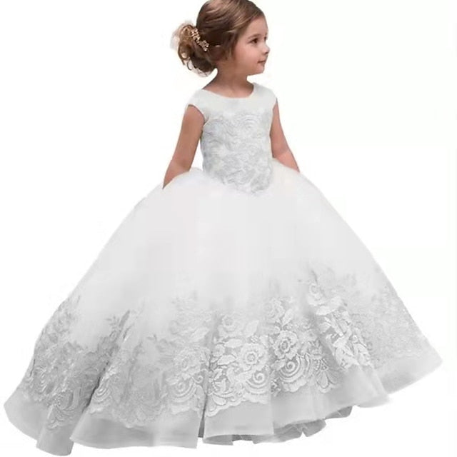 Flower Girls' Girl Floral Dress Solid Colored Kids