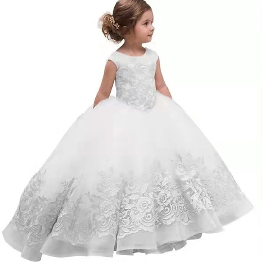 Flower Girls' Girl Floral Dress Solid Colored Kids