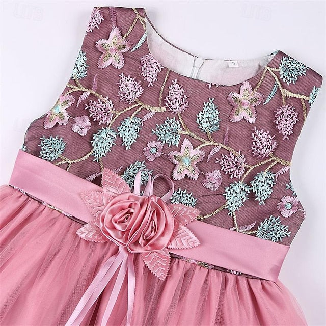 3D Dress Flower Girls' Girl Sleeveless Party