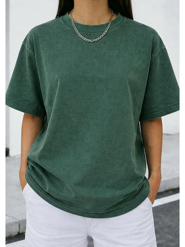 Women's Oversized T Shirt 100% Cotton Vintage Washed Tops