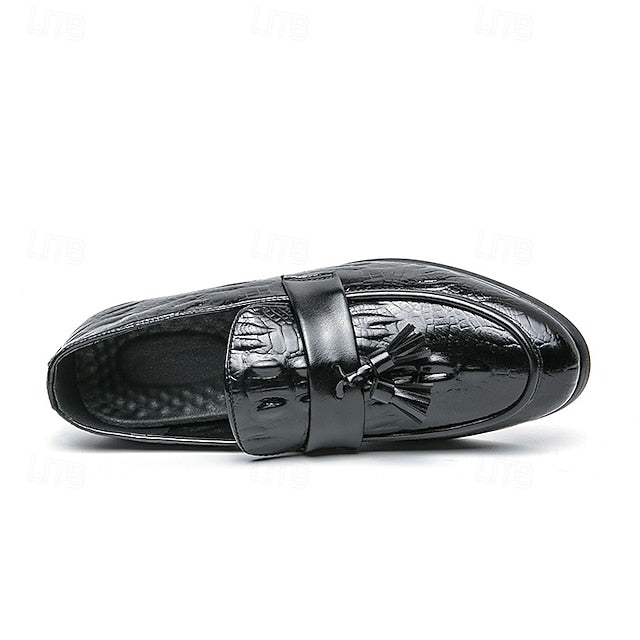 with Green Men's Faux Embossed Loafers Crocodile Leather