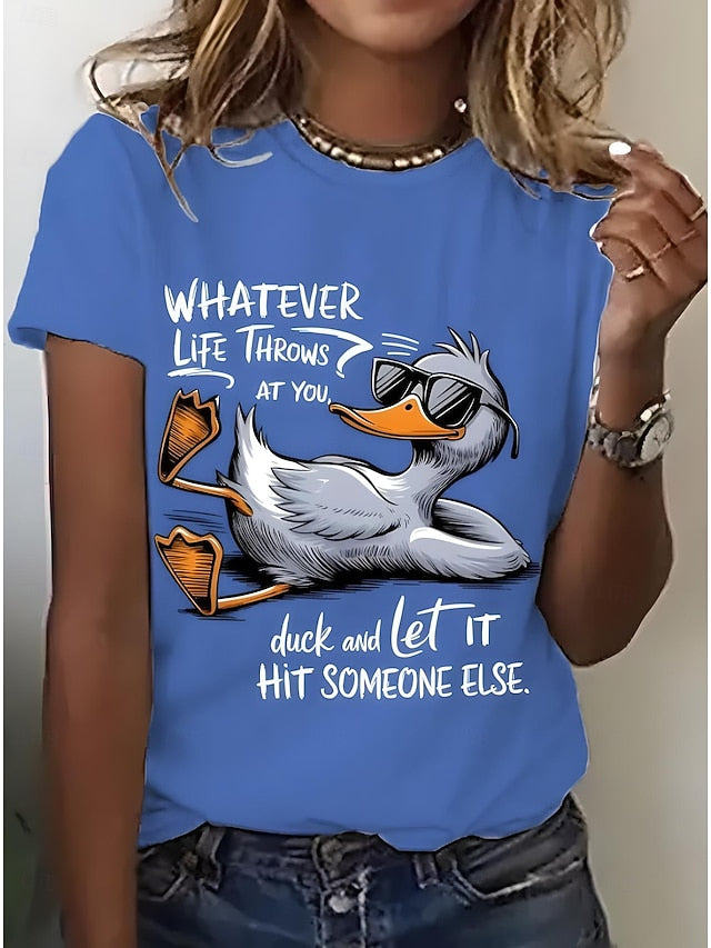 Women's T Shirt Print Graphic Animal Bird Vintage Stylish