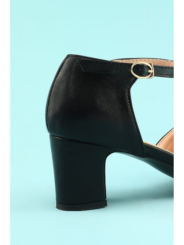 Vintage heels Roaring 1950s Chunky 20s T-strap Retro Shoes Heels