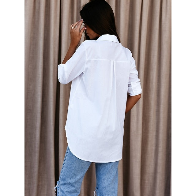 Women's Blouse Buttons Solid Color Elegant Stylish Casual