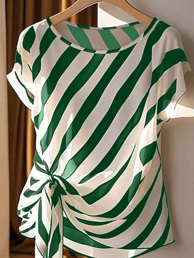 Women's T Shirt Tee Top Print Striped Fashion Stylish