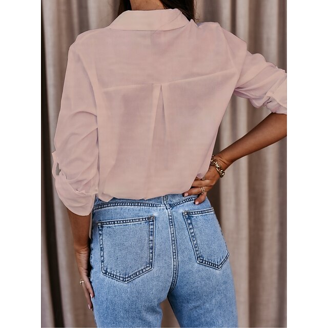 Women's Blouse Buttons Solid Color Elegant Stylish Casual