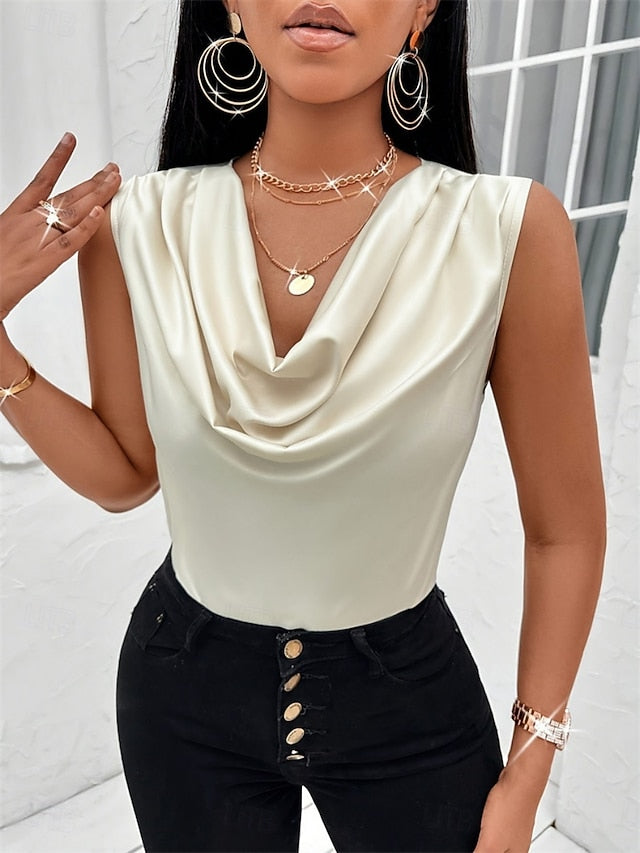 Women's Tank Top Plain Stylish Modern Sleeveless Cowl Neck