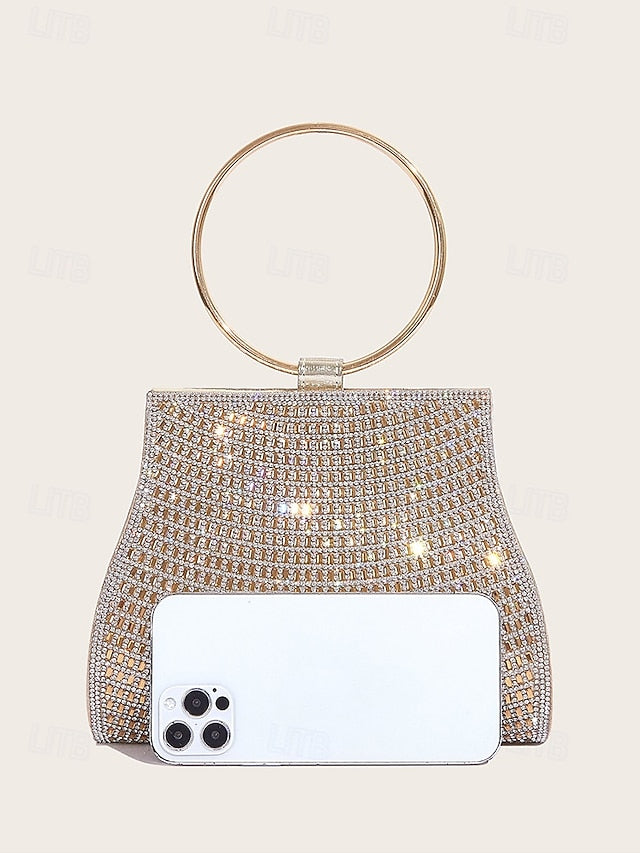 with Gold Crystal Handle Evening Clutch Ring Elegant –
