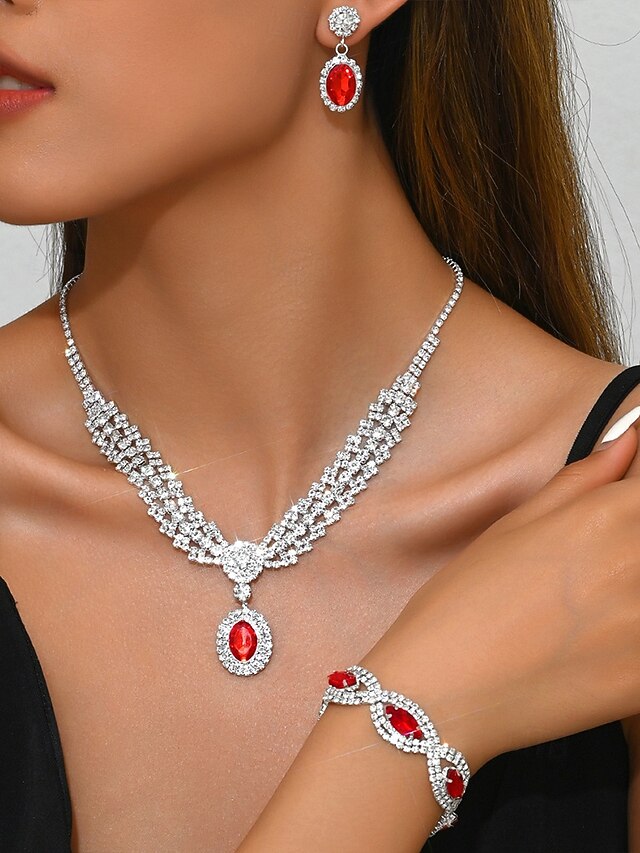 – for Women Jewelry Necklace Crystal Set Elegant Green Luxury